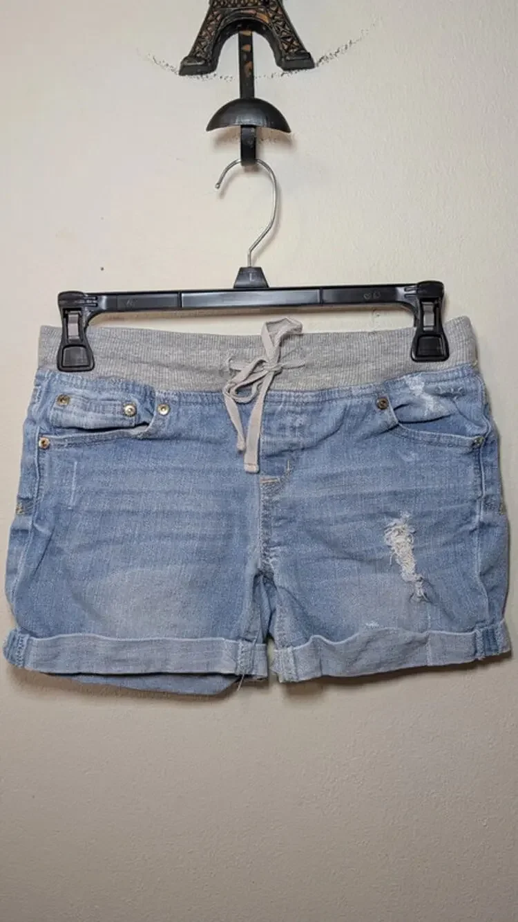 Justice Girls Lightly Distressed Cuffed Jean Shorts Light Blue Girls Size 14